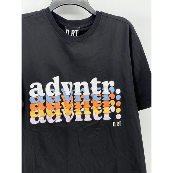 D.RT Men's Black-Multi Advntr Graphic Crewneck Short Sleeve Casual T-Shirt SZ L - Picture 3 of 9